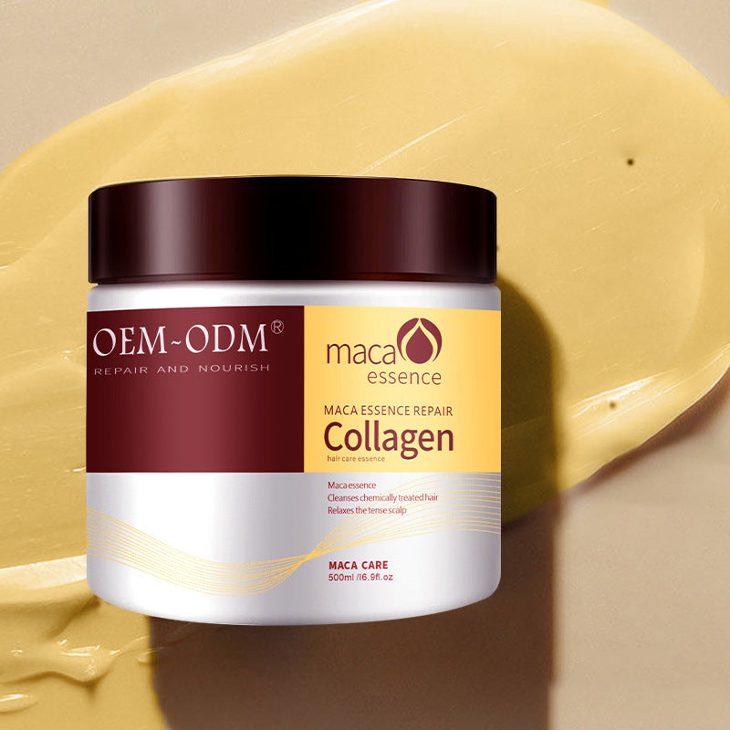 Zenvia Beauty Collagen Hair Repair Mask in a jar, creamy texture, designed to nourish and strengthen damaged hair.