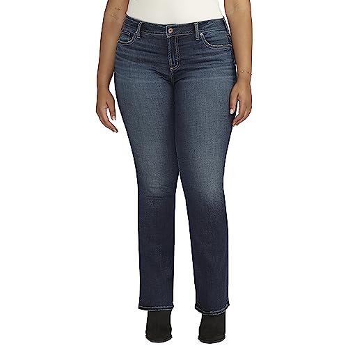 Silver Jeans Co. Womens Plus Size Elyse Mid Rise Comfort Fit Slim Bootcut Jeans Dark Wash ECF486 22 Plus — product view 1