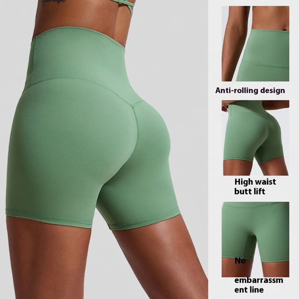Zenvia Beauty high waist sculpting shorts shown on a model, emphasizing waist slimming and shaping for a smooth silhouette.