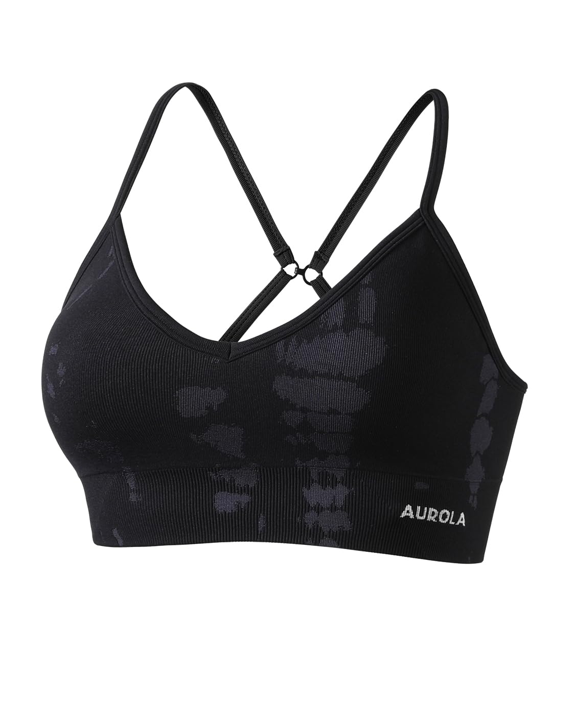 Zenvia Beauty AUROLA seamless sports bra in black, featuring a fitted design and breathable fabric for active wear