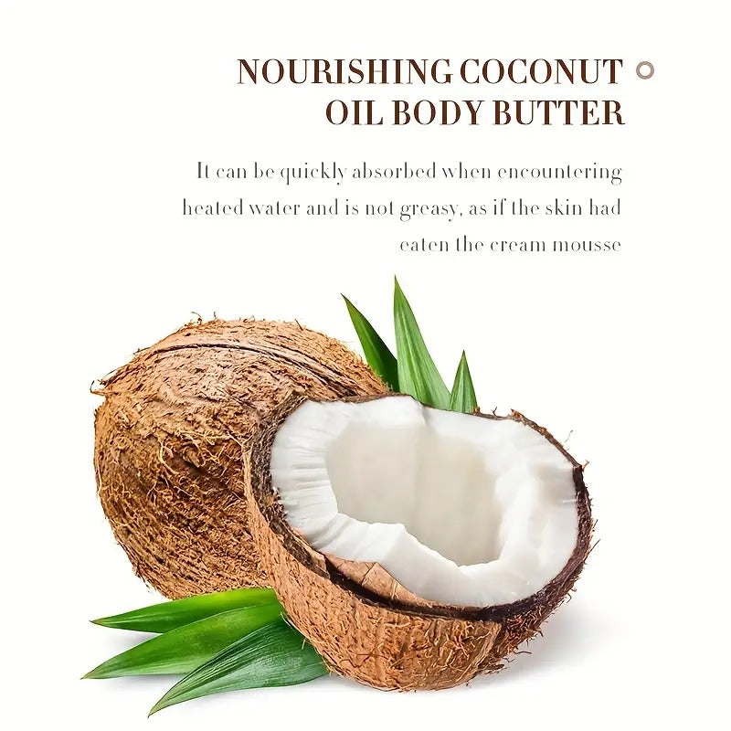 Creamy coconut body butter jar from Zenvia Beauty with smooth, rich texture and natural coconut scent.