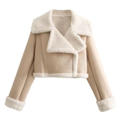 Women's Faux-Fur Collar PU Jacket – product view 4