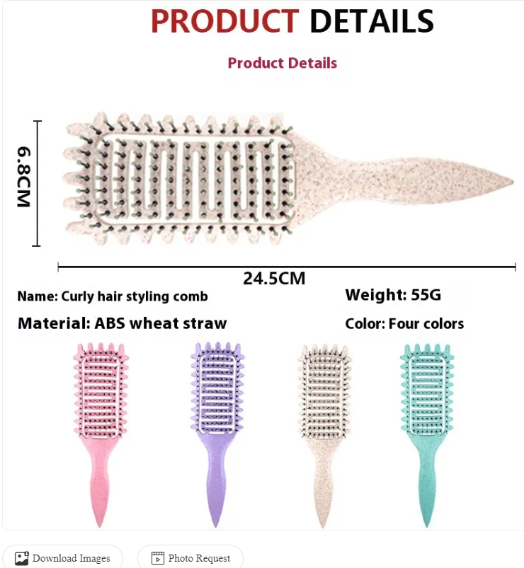 Zenvia Beauty curl hair hollow comb with wide teeth for detangling and styling curly hair, lightweight and durable plastic design