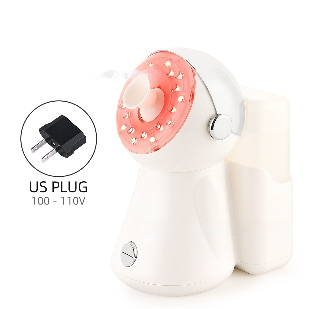 Zenvia Beauty Nano Facial Steamer Device showing a sleek white compact design with steam nozzle and control buttons.