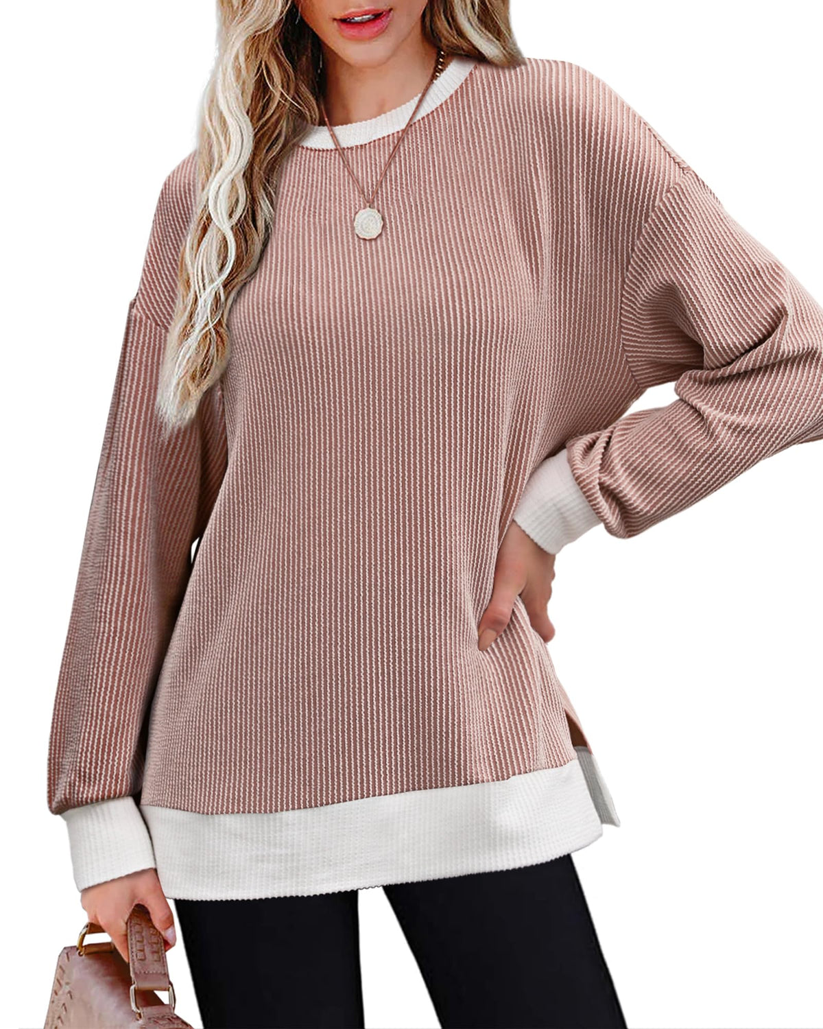 OFEEFAN Ribbed Knit Sweatshirt