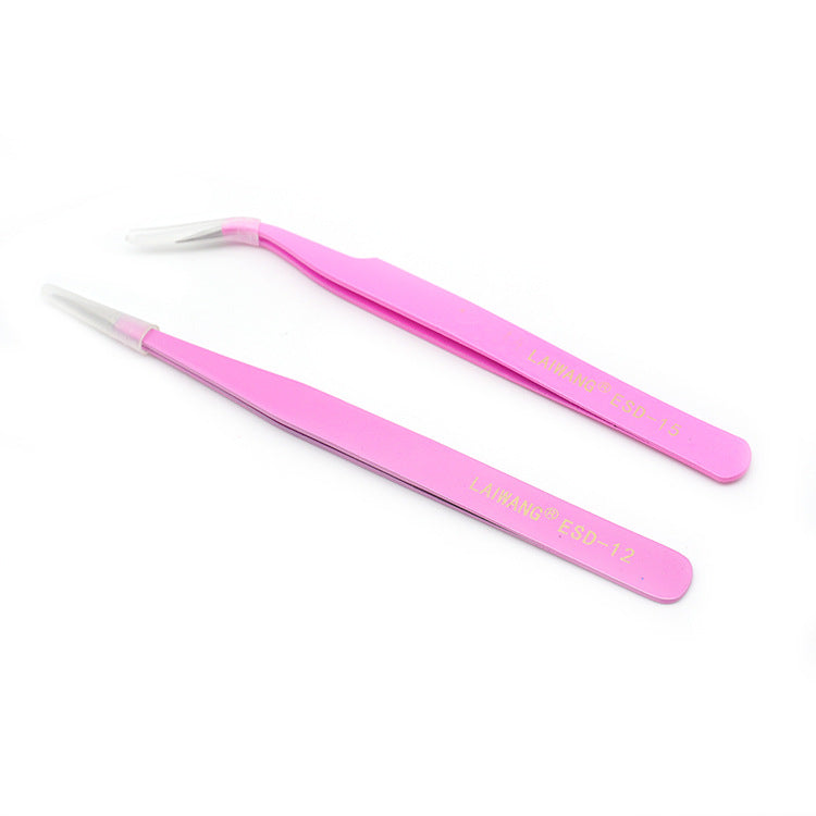 Pink Zenvia Beauty precision tweezers with pointed tips for precise plucking, shown on a white background.