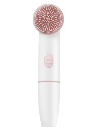 Zenvia Beauty electric silicone facial cleansing brush with soft bristles and ergonomic handle for gentle skin cleansing.