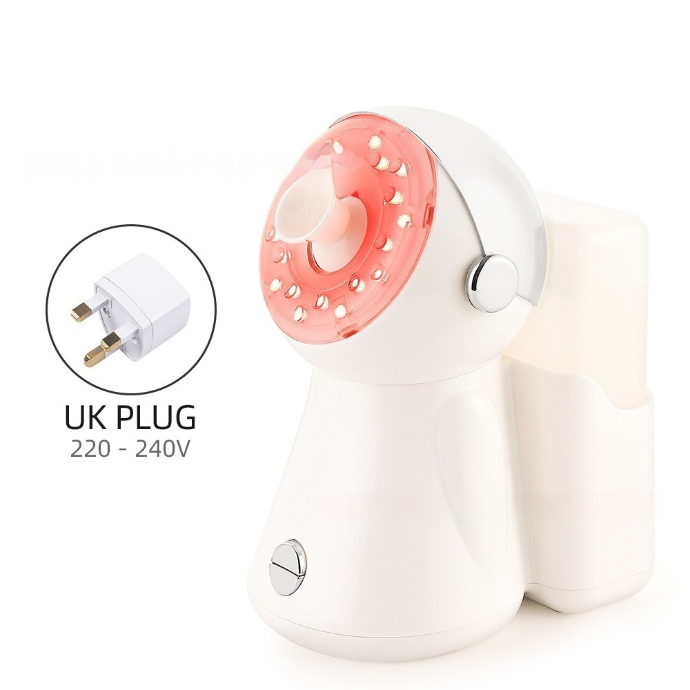 Zenvia Beauty Nano Facial Steamer Device showing a sleek, compact design with steam outlet and control panel for skincare.