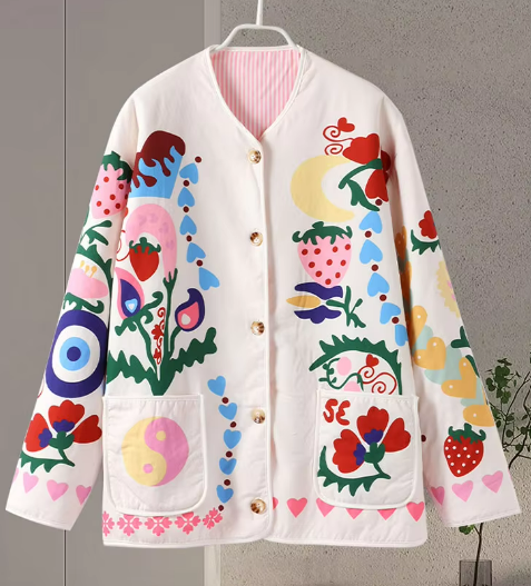 Women's Printed Pocket Cotton Jacket – product view 2