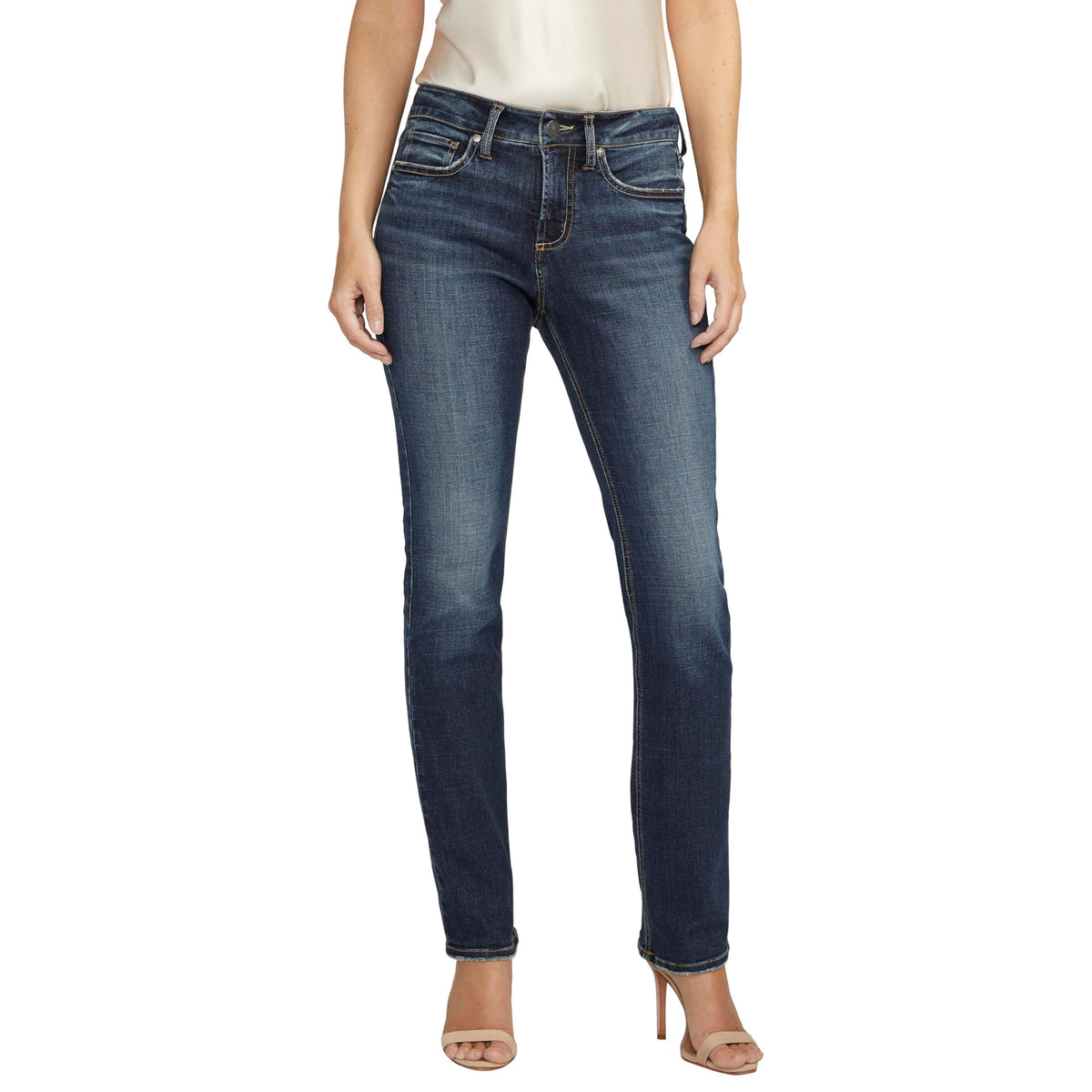Silver Jeans Co. Womens Suki Mid Rise Curvy Fit Luxe Stretch Assorted Jeans Straight Leg Dark Indigo 32W — product view 2