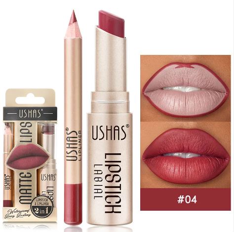 Zenvia Beauty waterproof nude matte lipstick tube with the product label visible, showcasing sleek packaging and neutral shade.