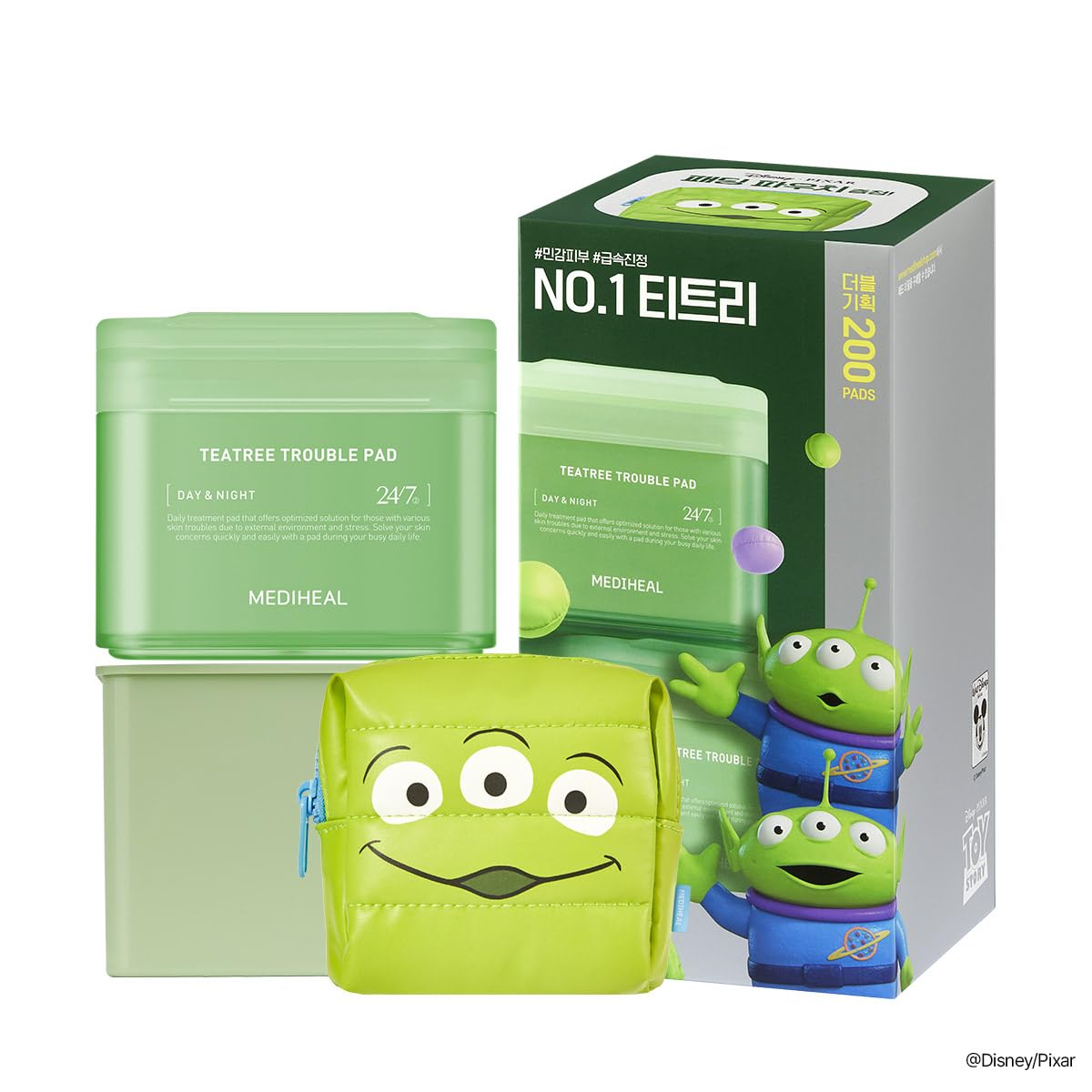 MEDIHEAL Madecassoside Toner Pads [Disney Pixar Edition]-Centella Asiatica to Improve Uneven Skin Tone - Vegan Face Gauze Pads Full size 100 Pads + Refill 100 Pads (Teatree 200 pads)