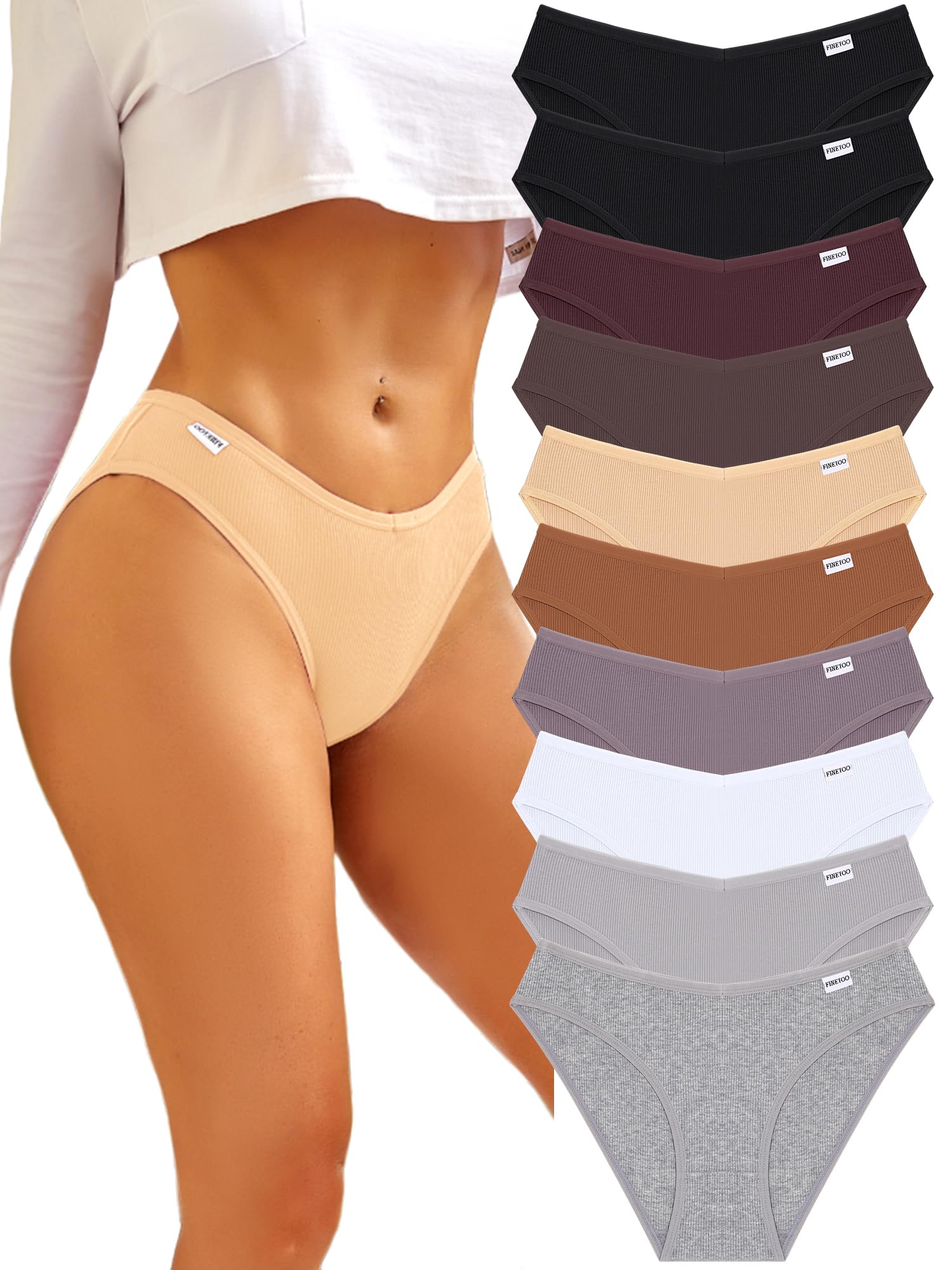 Zenvia Beauty FINETOO ribbed bikini panties in soft fabric, featuring a comfortable fit and stylish ribbed design.