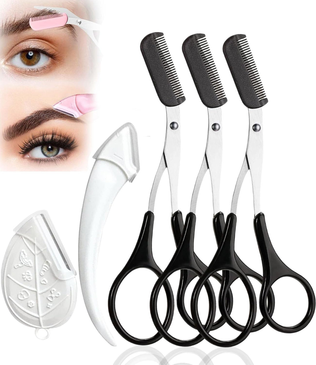 Eyebrow Scissors with Comb and Eyebrow Razor Eyebrow Trimmer Men eye Brow — product view 2