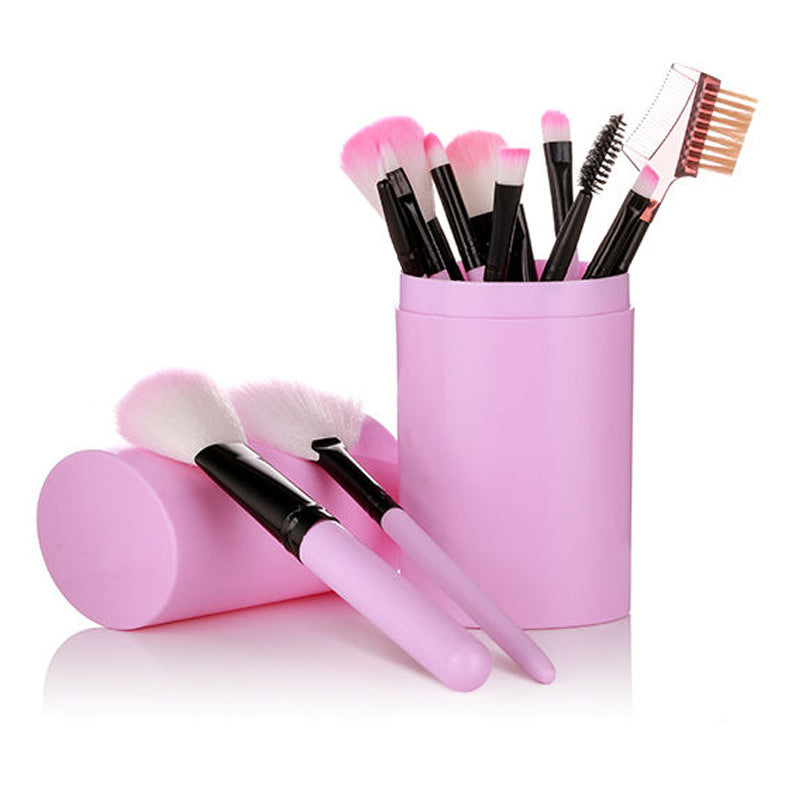 Zenvia Beauty 12-piece makeup brush set with various brushes for foundation, eyeshadow, and blending on a white background.