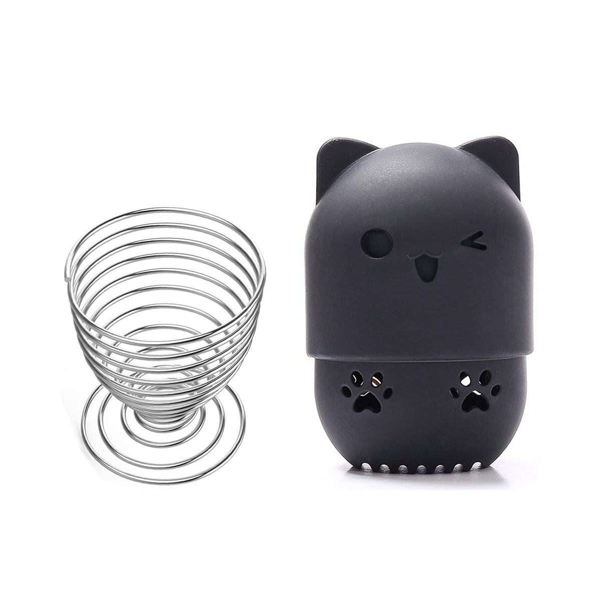 Makeup Sponge Holder Beauty Sponge Holder + Makeup Blender Travel Case Beauty Sponge Blender Drying Stand & Storage Containers - Black + Silver