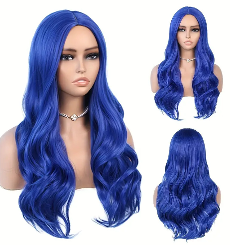 Long curly middle part wig by Zenvia Beauty featuring voluminous, glossy curls and a natural middle part.