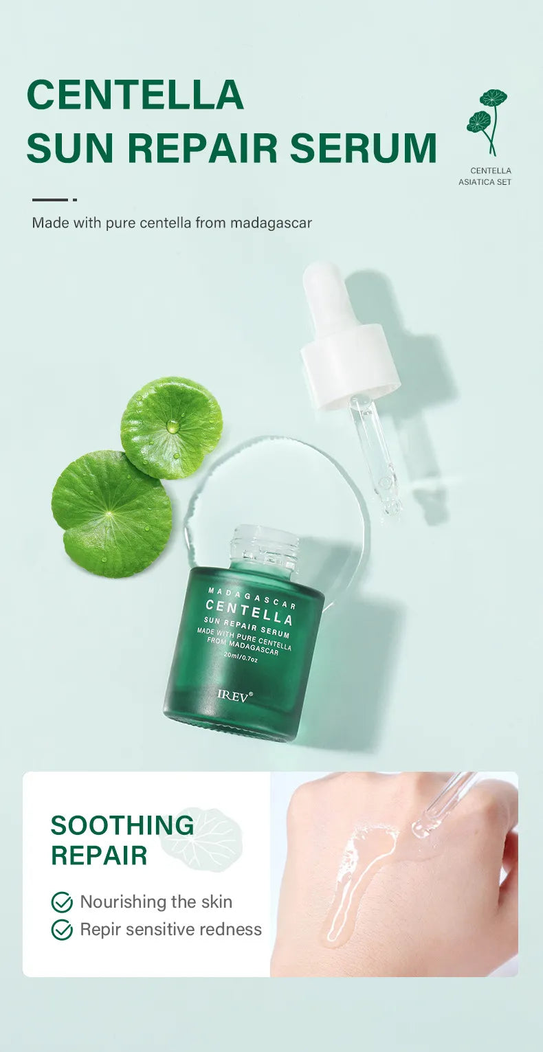 Zenvia Beauty Centella Skin Repair Kit with skincare products and herbal extracts for soothing and repairing sensitive skin.