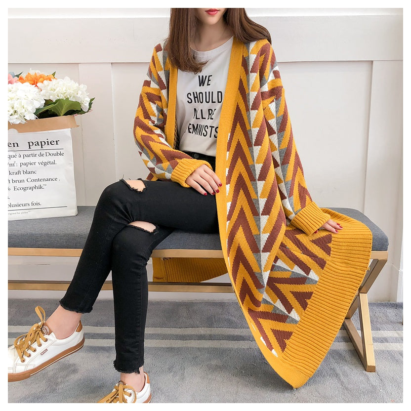 Women's Geometric Knit Cardigan – product view 2