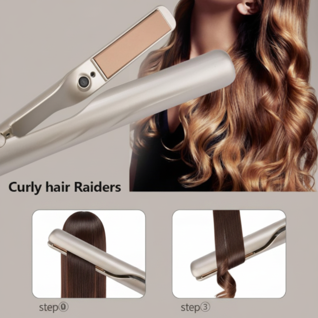 Zenvia Beauty Gold TYME Hair Styler with sleek design and digital controls for styling and curling hair.