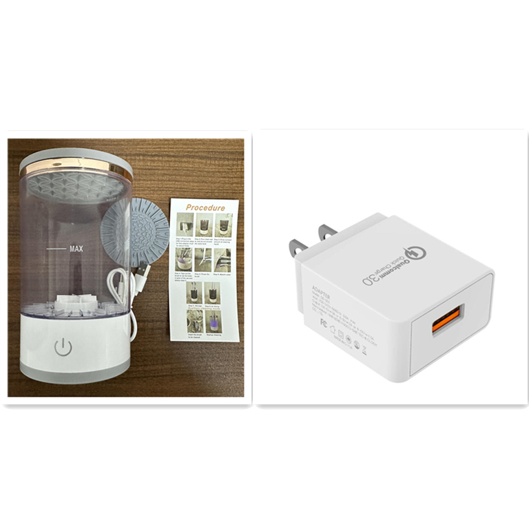 Zenvia Beauty electric makeup brush cleaner with a sleek white device and brush being cleaned inside.