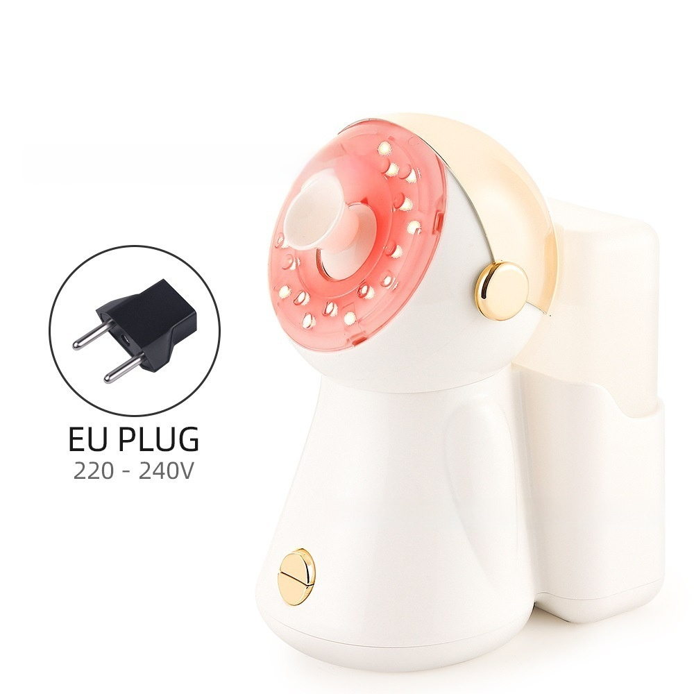Zenvia Beauty Nano Facial Steamer device emitting a gentle mist, compact design for at-home skincare and facial hydration.