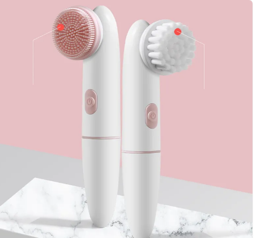 Zenvia Beauty electric silicone facial cleansing brush with soft silicone bristles for gentle skin cleansing and exfoliation.