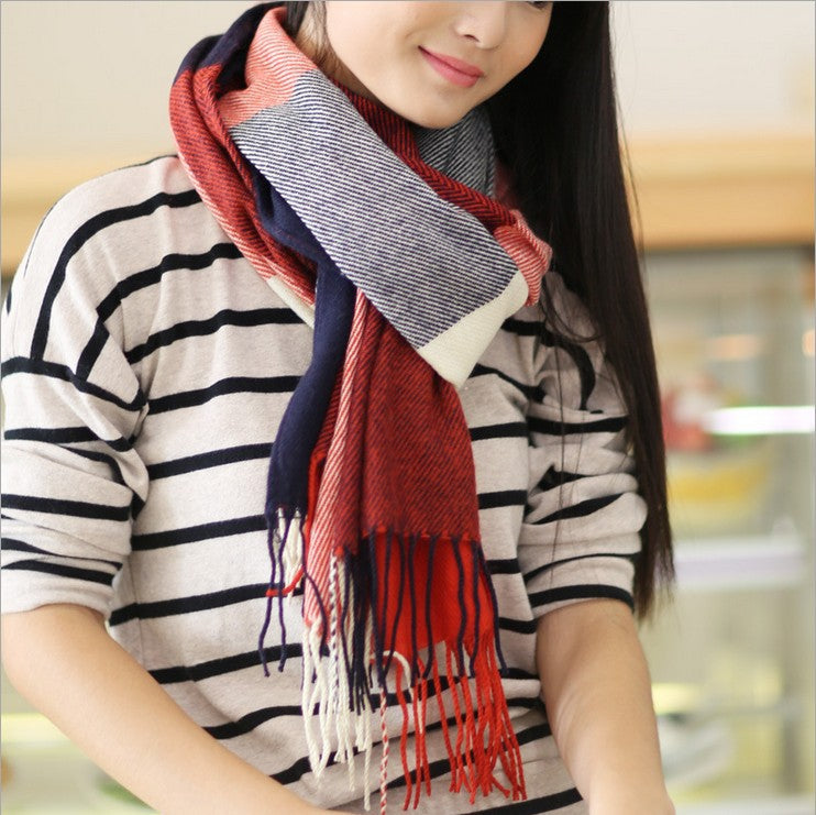 Women's Plaid Fringe Winter Scarf – product view 1