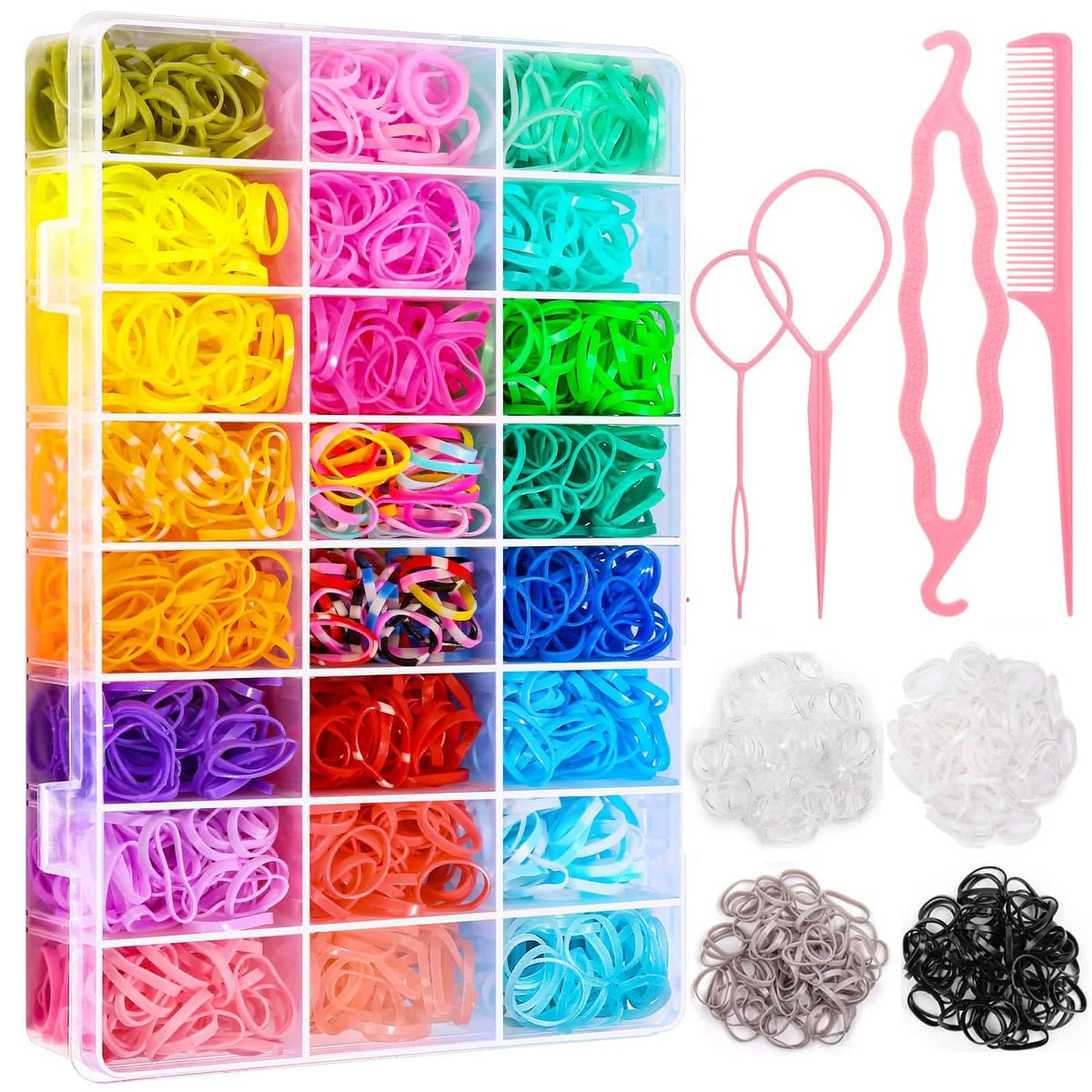 3000Pcs 28 Colors Hair Rubber Bands for Hair Small Elastic Hair Ties with — product view 4