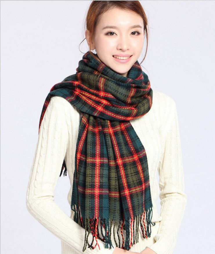 Women's Plaid Fringe Winter Scarf – product view 9