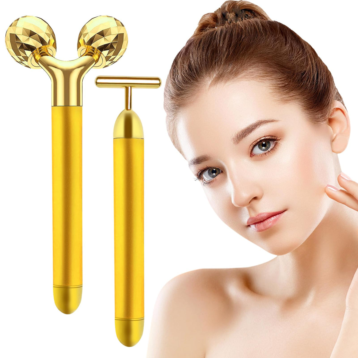 Face Massager Electric Skin Care Tool 24k Golden T Shape Beauty Bar product image
