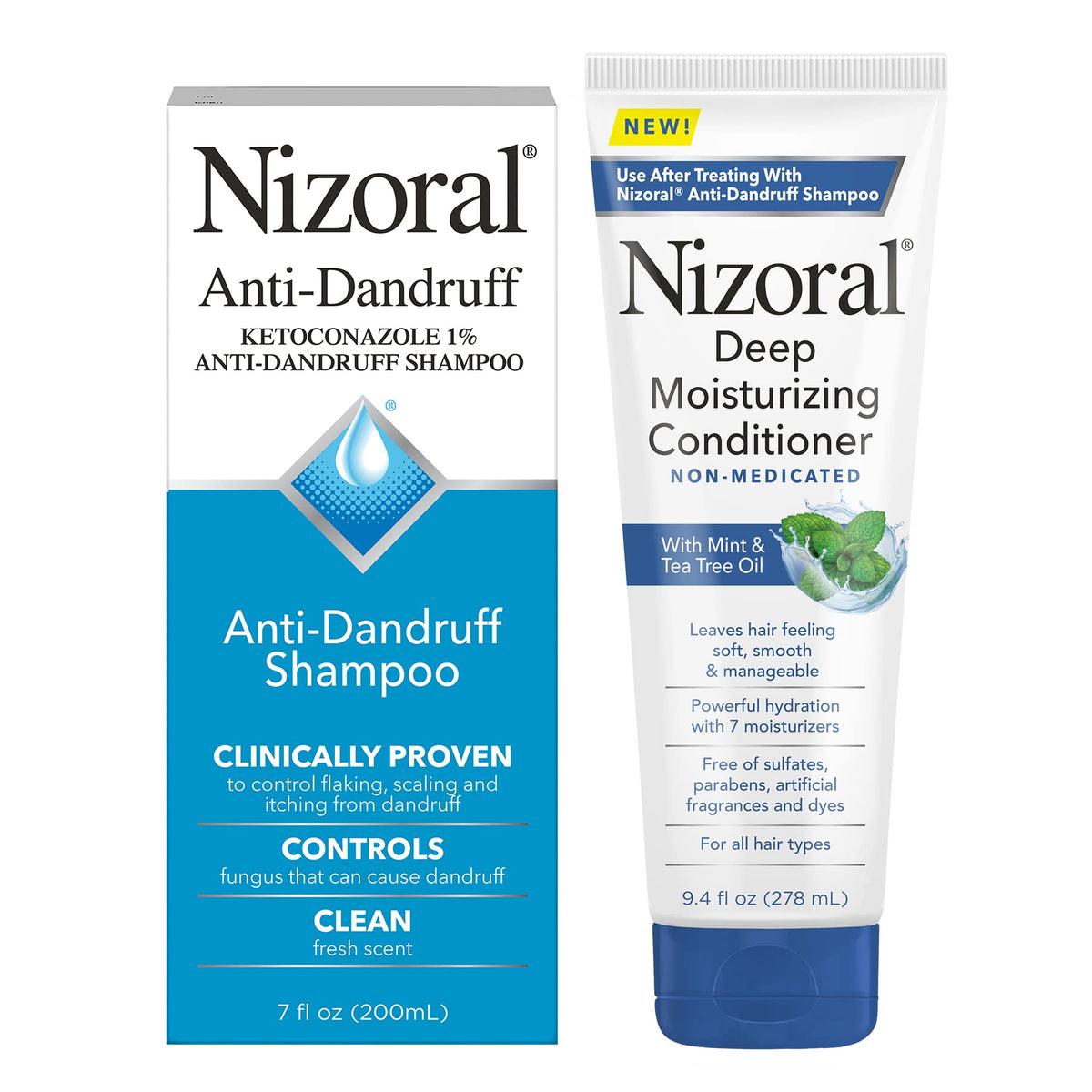 Nizoral Anti-Dandruff Shampoo 7 Oz + Deep Moisturizing Conditioner 9.4 Oz Bundle
