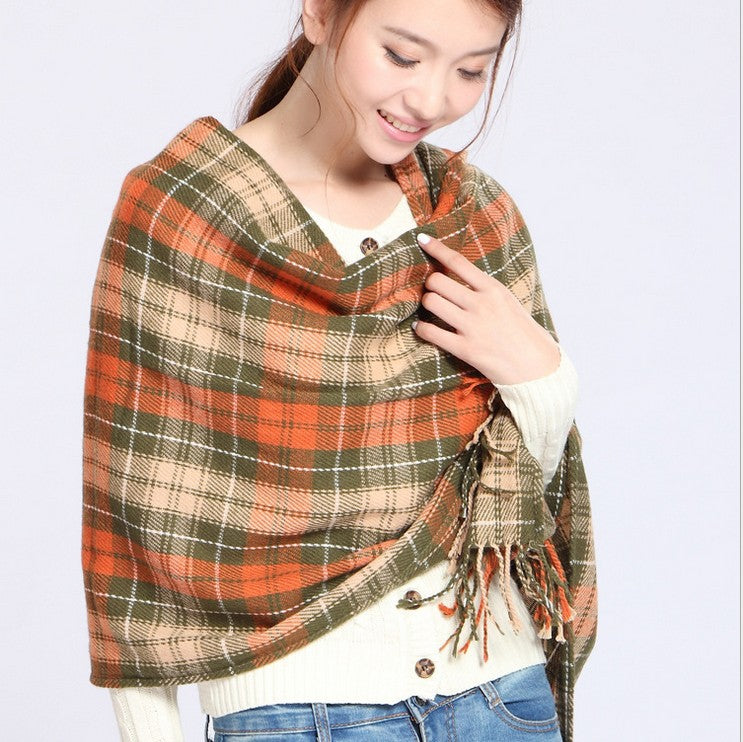 Women's Plaid Fringe Winter Scarf – product view 4