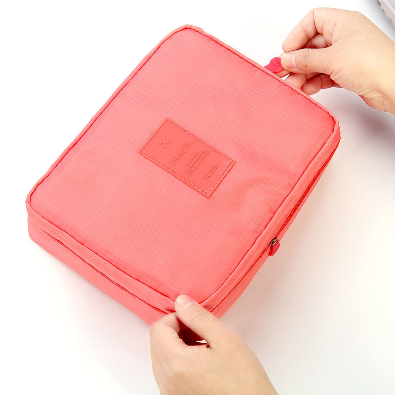Zenvia Beauty portable cosmetic travel bag with multiple compartments for makeup and skincare essentials
