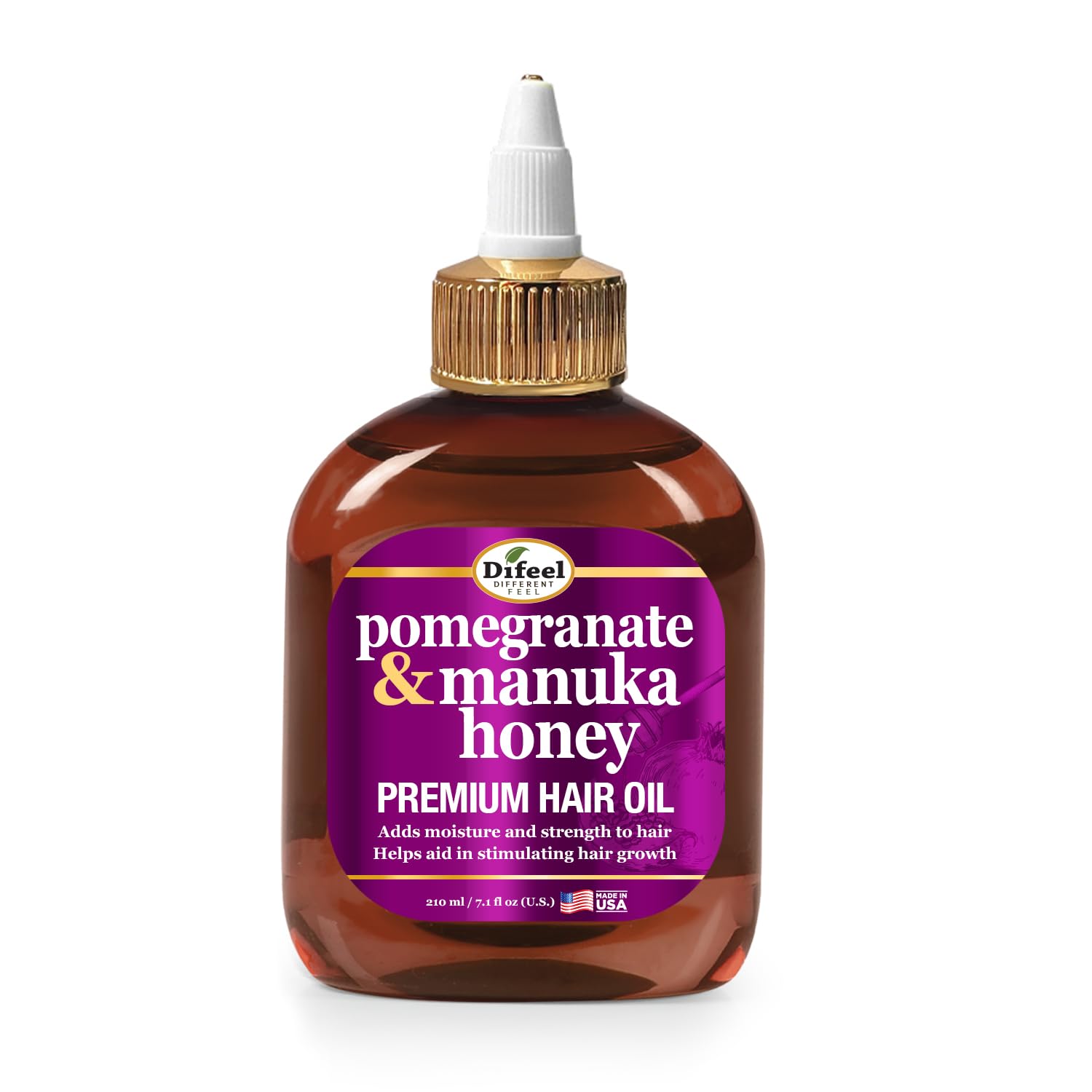 Difeel Pomegranate & Manuka Honey Premium Hair Oil 7.1 oz. - Growth Stimulating Moisturizing & Strengthening Hair Oil for Dry Damaged Hair