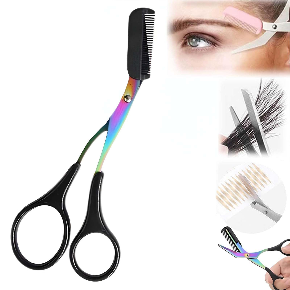 Eyebrow Trimmer Scissor 2 in 1 Non-Slip Eyebrow Cutter Hair Removal Eyebrow — product view 2