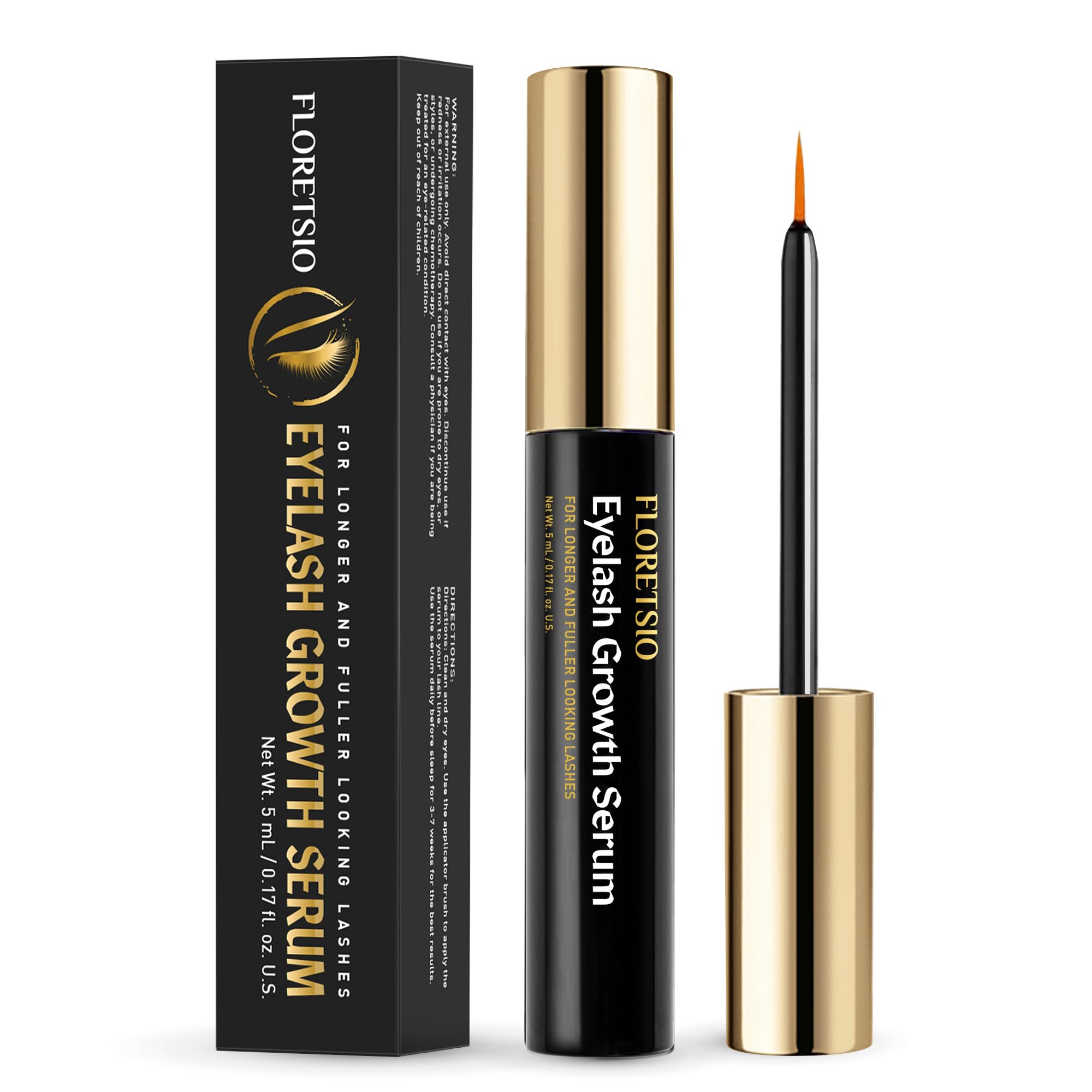 Zenvia Beauty premium lash growth serum bottle with applicator brush, designed to enhance eyelash length and fullness.