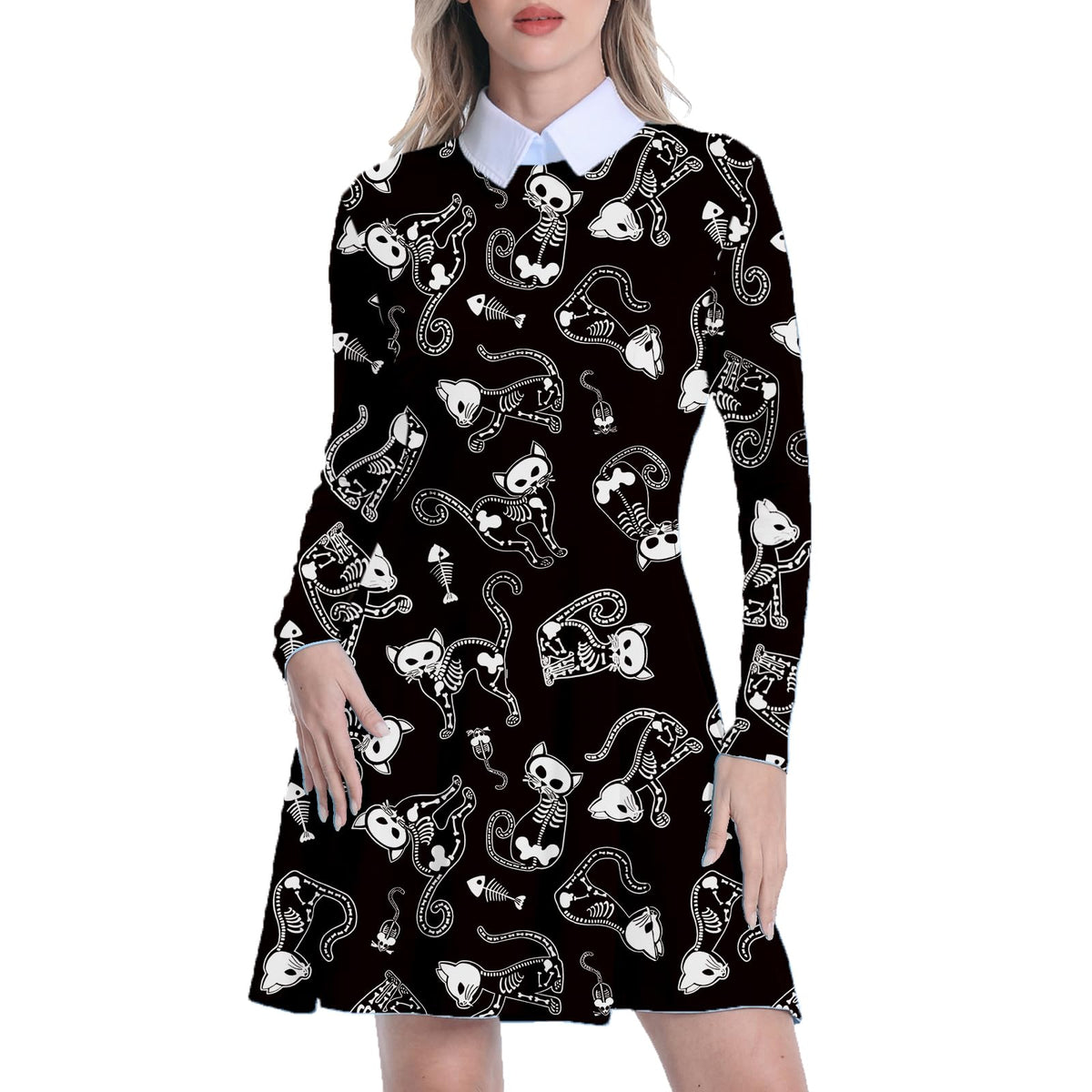 Women Casual Dress Peter Pan Collar Long Sleeve Gothic Dresses Classic — product view 1