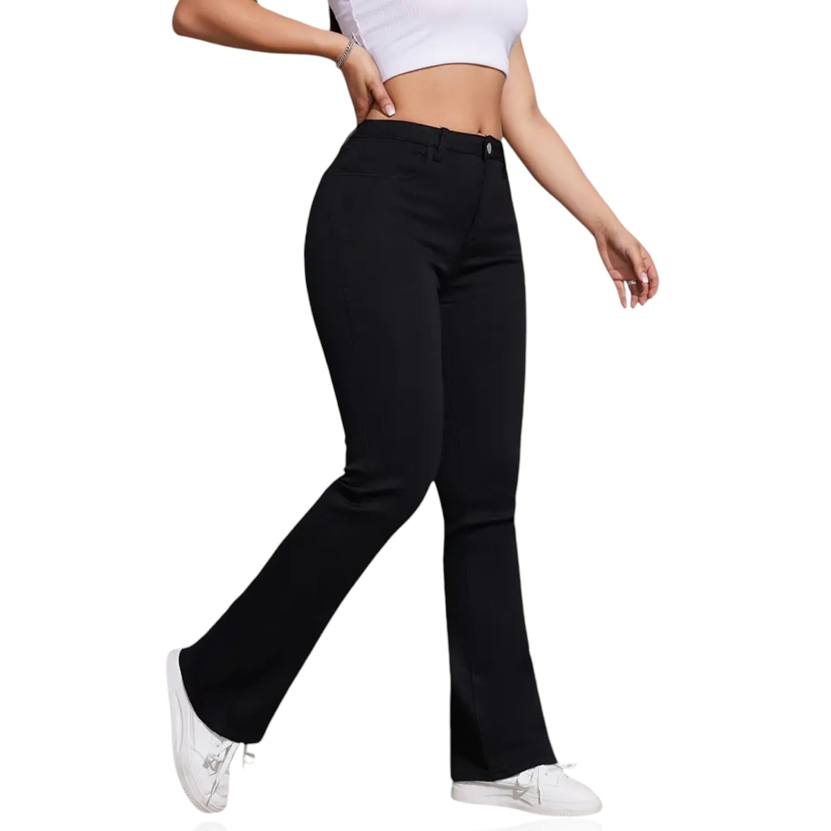 FASHION BOGO Womens Stretch Jeans Mid Rise Black Bootcut Size 5 — product view 2