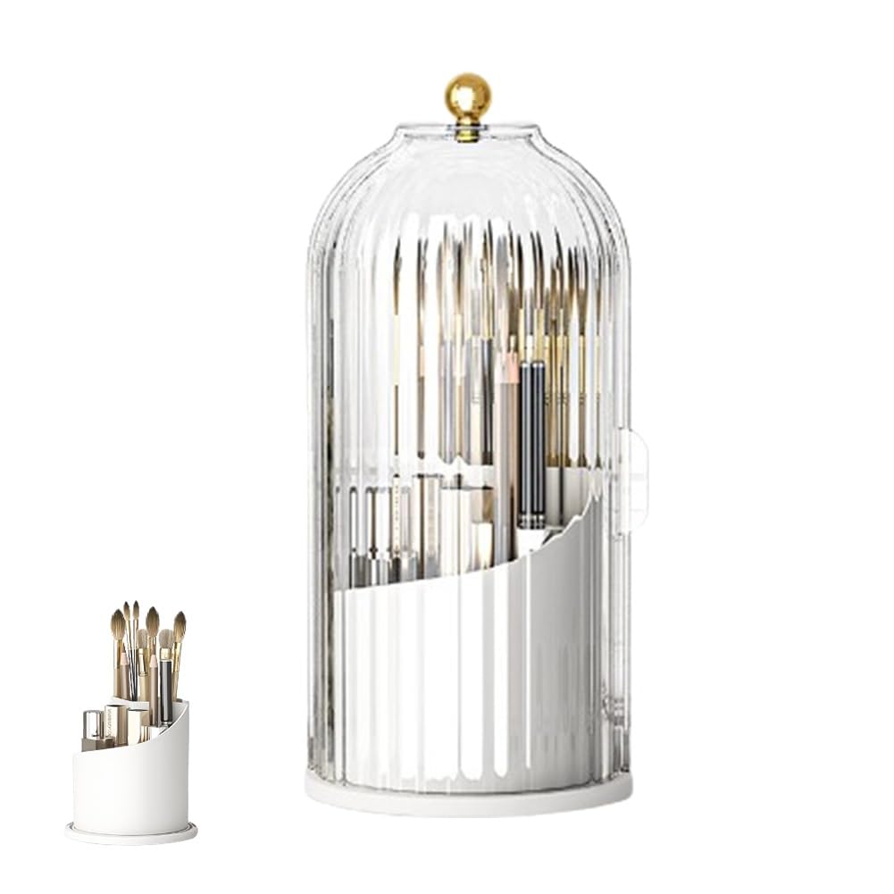 Zenvia Beauty rotating toothbrush holder with multiple slots for toothbrushes and a sleek modern design