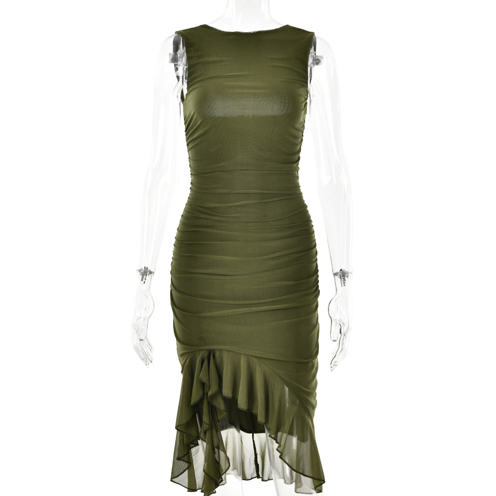 Women's sleeveless slim dress by Zenvia Beauty featuring a fitted silhouette and stylish design, shown in a light fabric.