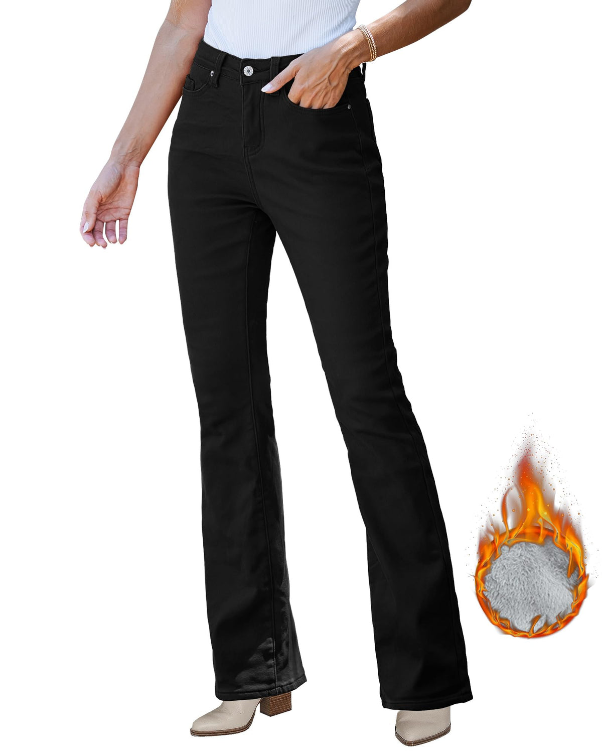 GRAPENT Black Boot Cut for Women Jeans Black Jeans for Women Bootcut Flare Black Pants Wide Leg Jeans for — product view 1
