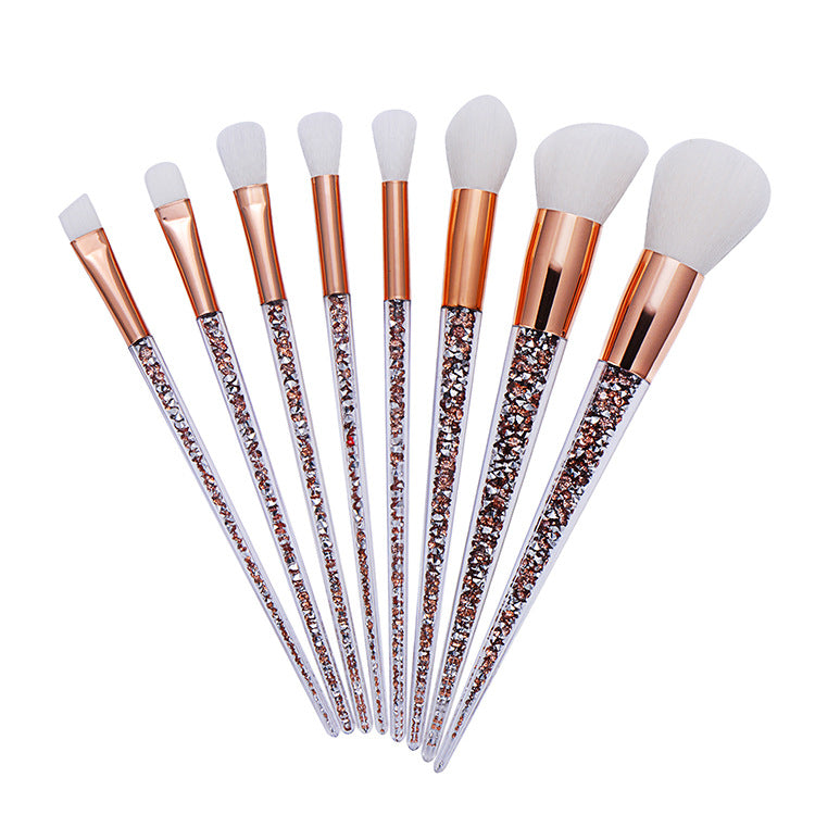 Zenvia Beauty 8-piece makeup brush set with various brushes for foundation, eyeshadow, and blending on a white background.