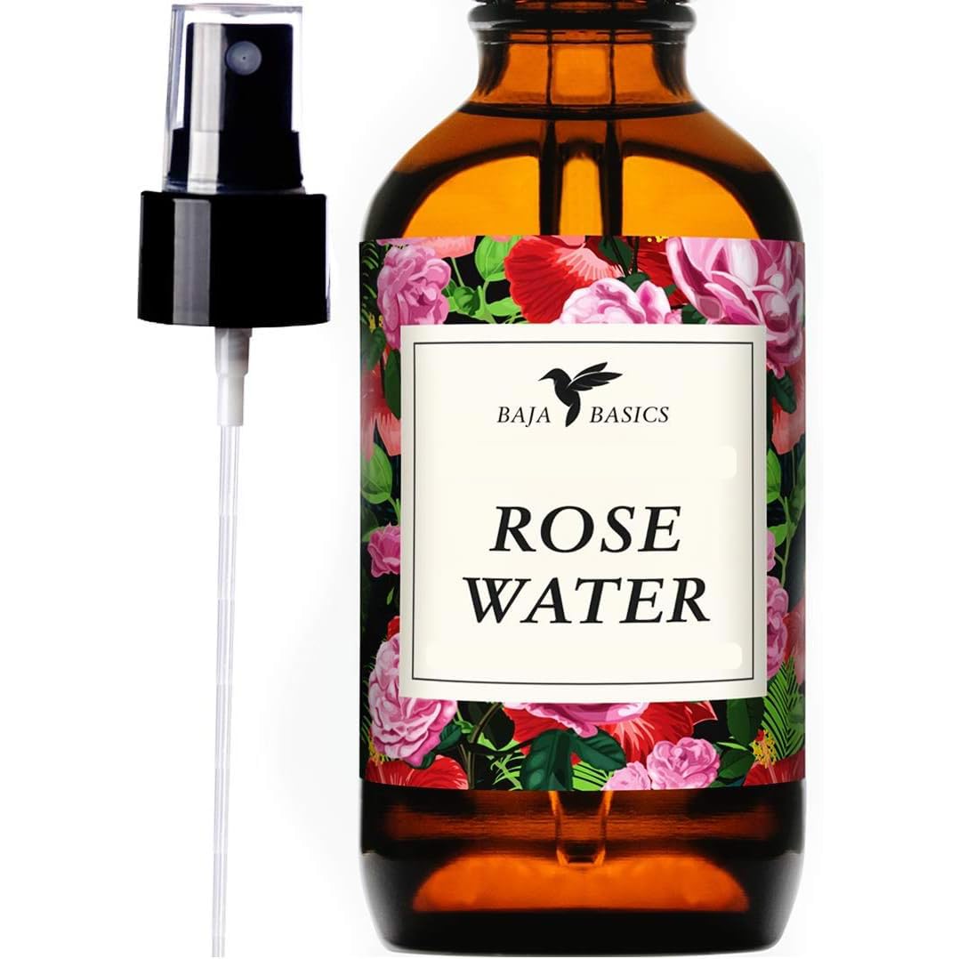 Rose Water Spray Facial Toner by Baja Basics for Skin Hair and