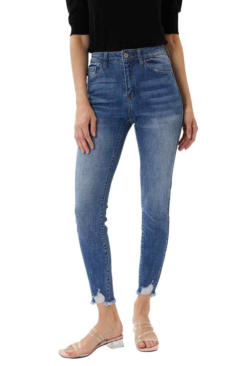 Kan Can Womens Mid Rise Distressed Ankle Skinny Jeans (M 13/30) — product view 1