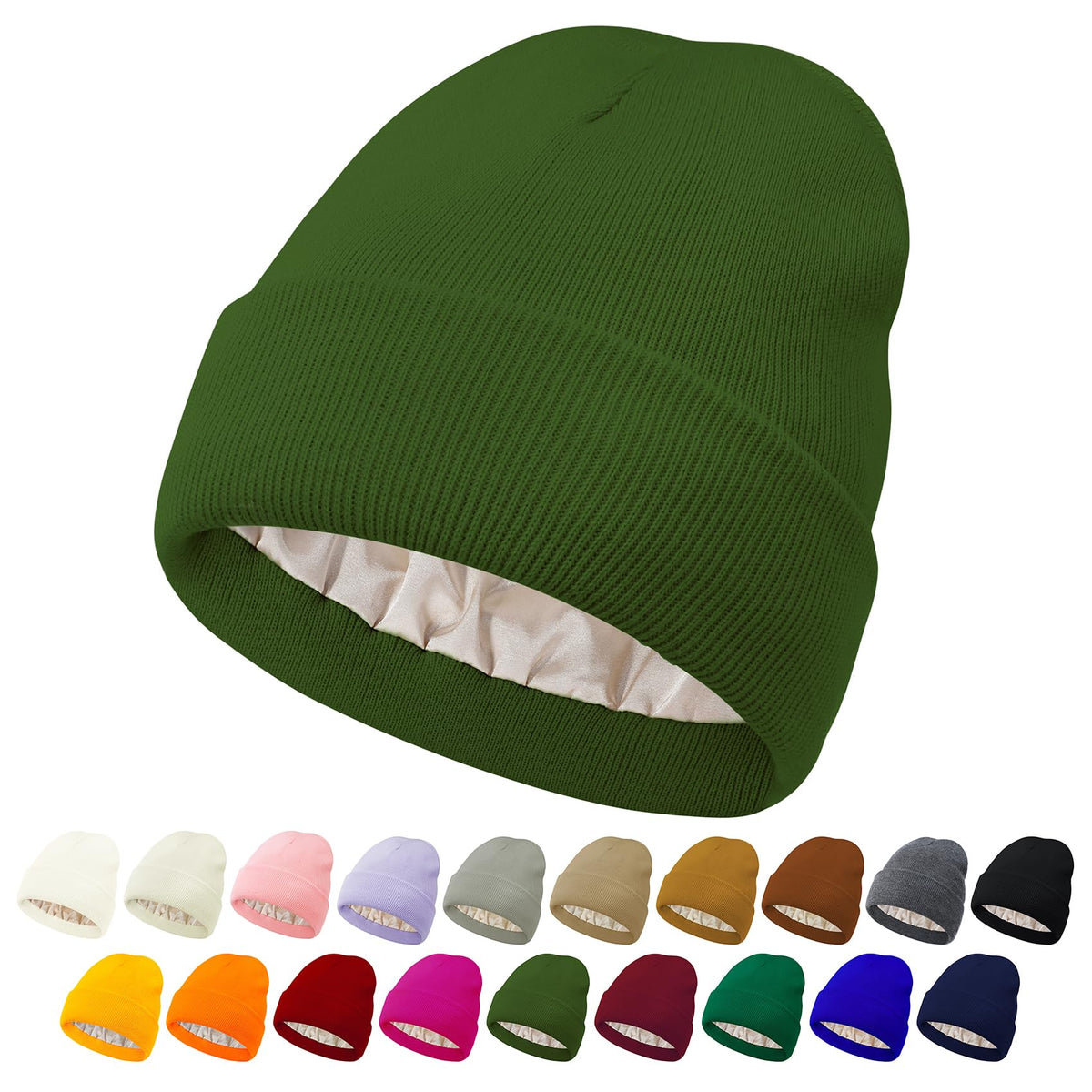 Satin-Lined Slouchy Knit Beanie – product view 2