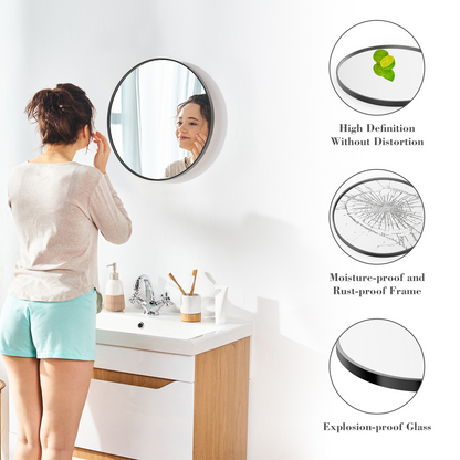 Black Circular Wall Mirror
