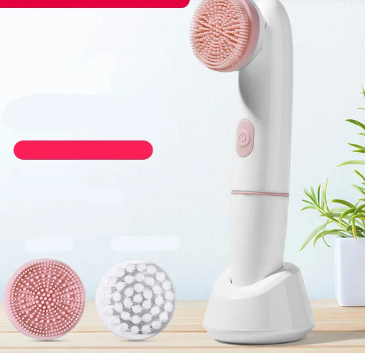 Zenvia Beauty electric silicone facial cleansing brush with soft bristles and ergonomic handle for gentle skin exfoliation and cleansing.