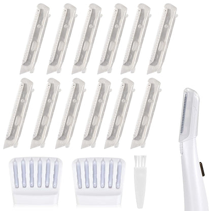 Set of white hair clippers with multiple attachments on a white background