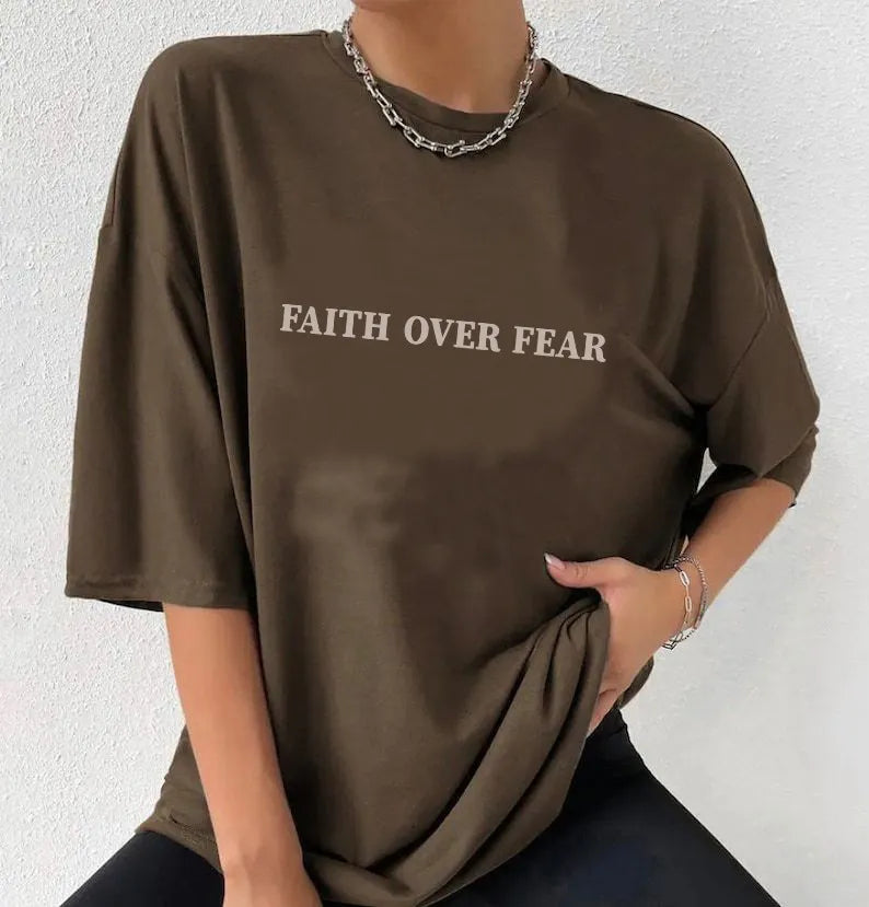 Letter print women's casual loose T-shirt by Zenvia Beauty, featuring a relaxed fit and stylish letter graphic design.